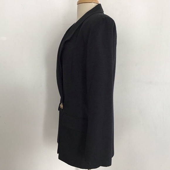 VIntage 90’s Y2K Chad Steven’s black wool blend 1 button lined power blazer sz 6 - Picture 5 of 11